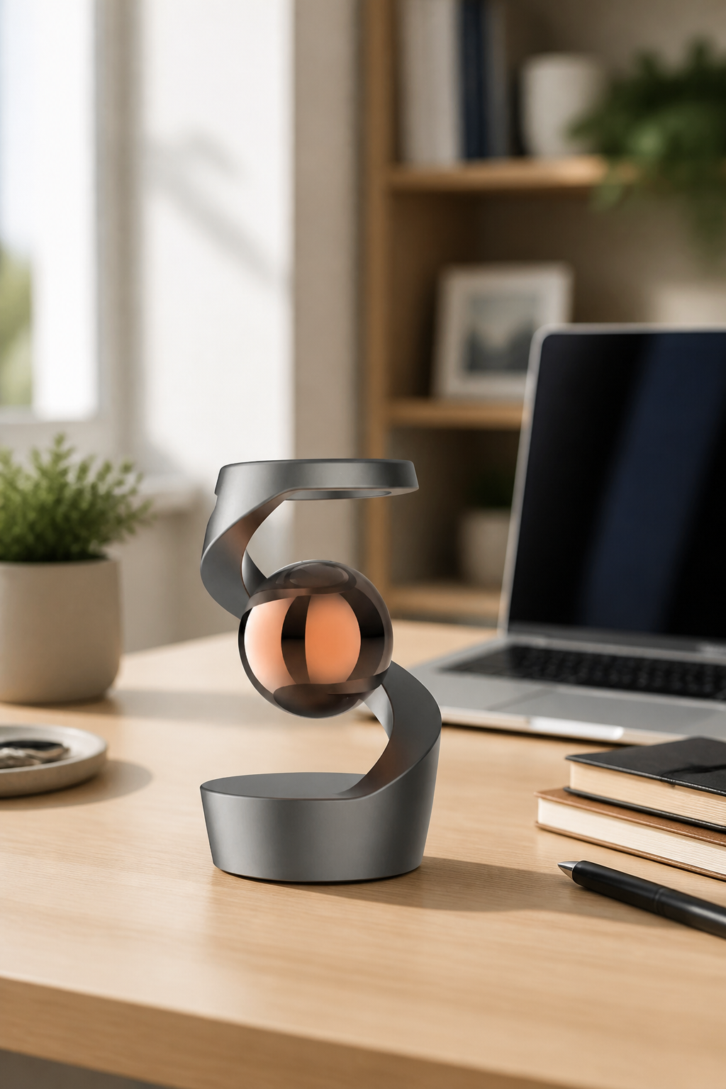 Sleek Spin Kinetic Desk Toy in Gray & Rose Gold
